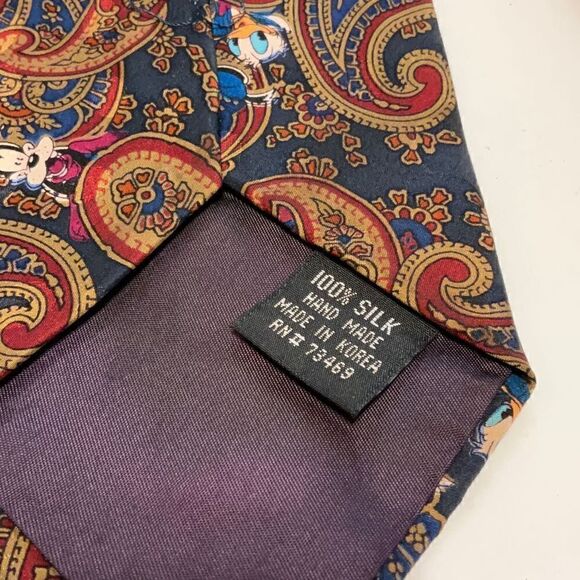 Vintage Disney 100% Silk Tie. Mickey, Goofy and Donald Duck. Paisley. Too cute - Picture 5 of 8